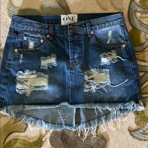 Denim mini skirt